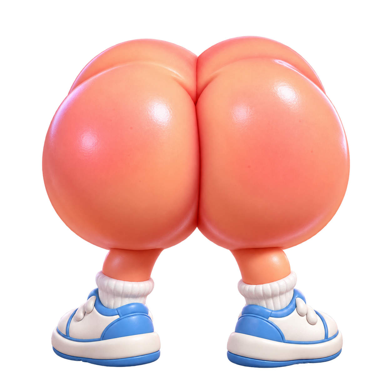 A ridiculous pink cartoon butt wearing sneakers